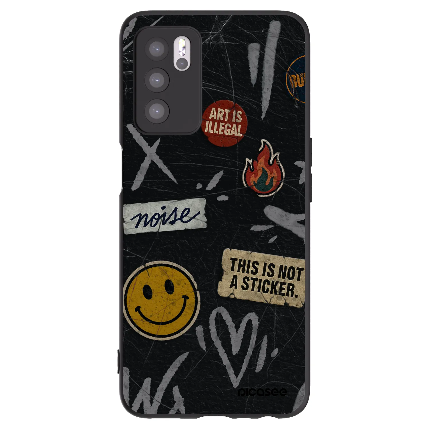 Picasee husă neagră din silicon pentru OPPO A16s - STICKERS x TAGS