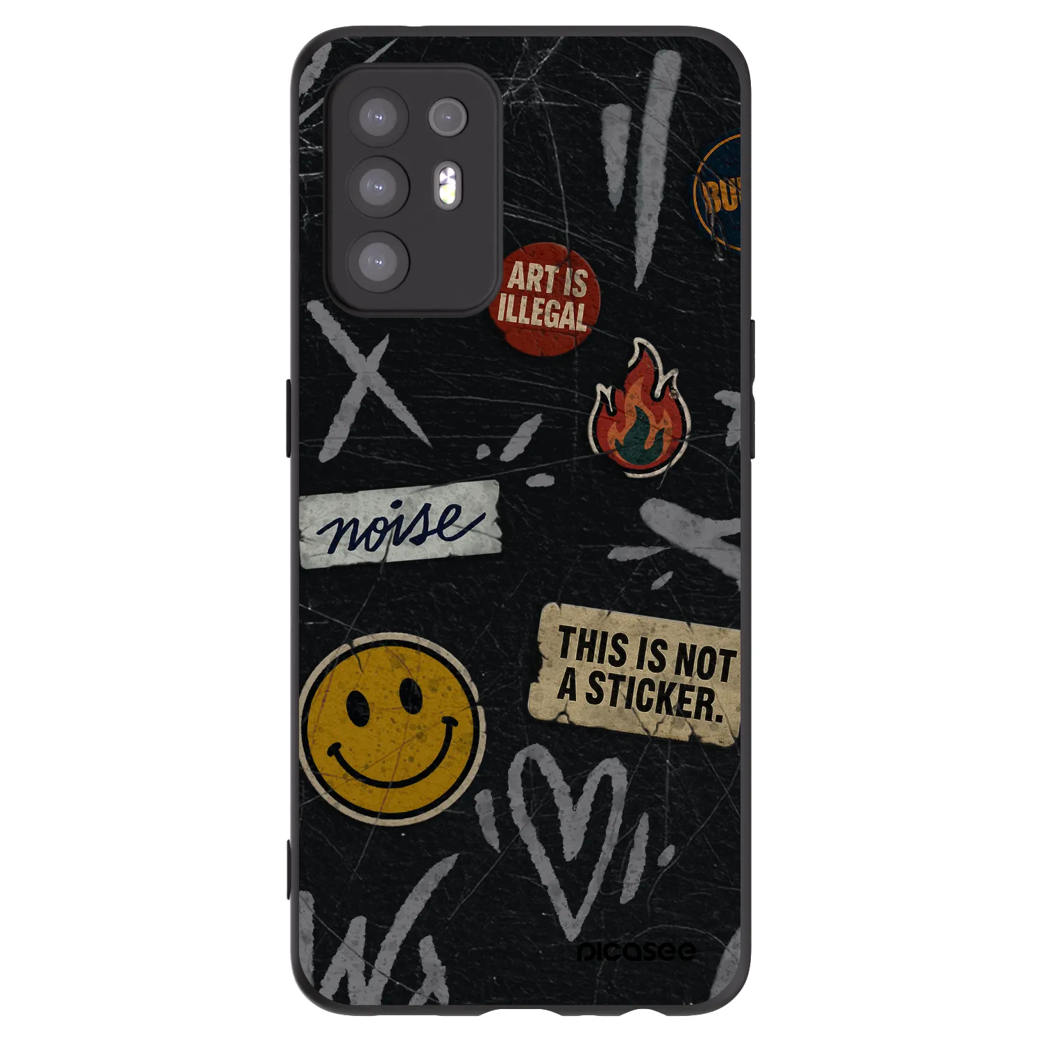 Picasee husă neagră din silicon pentru OPPO A94 5G - STICKERS x TAGS