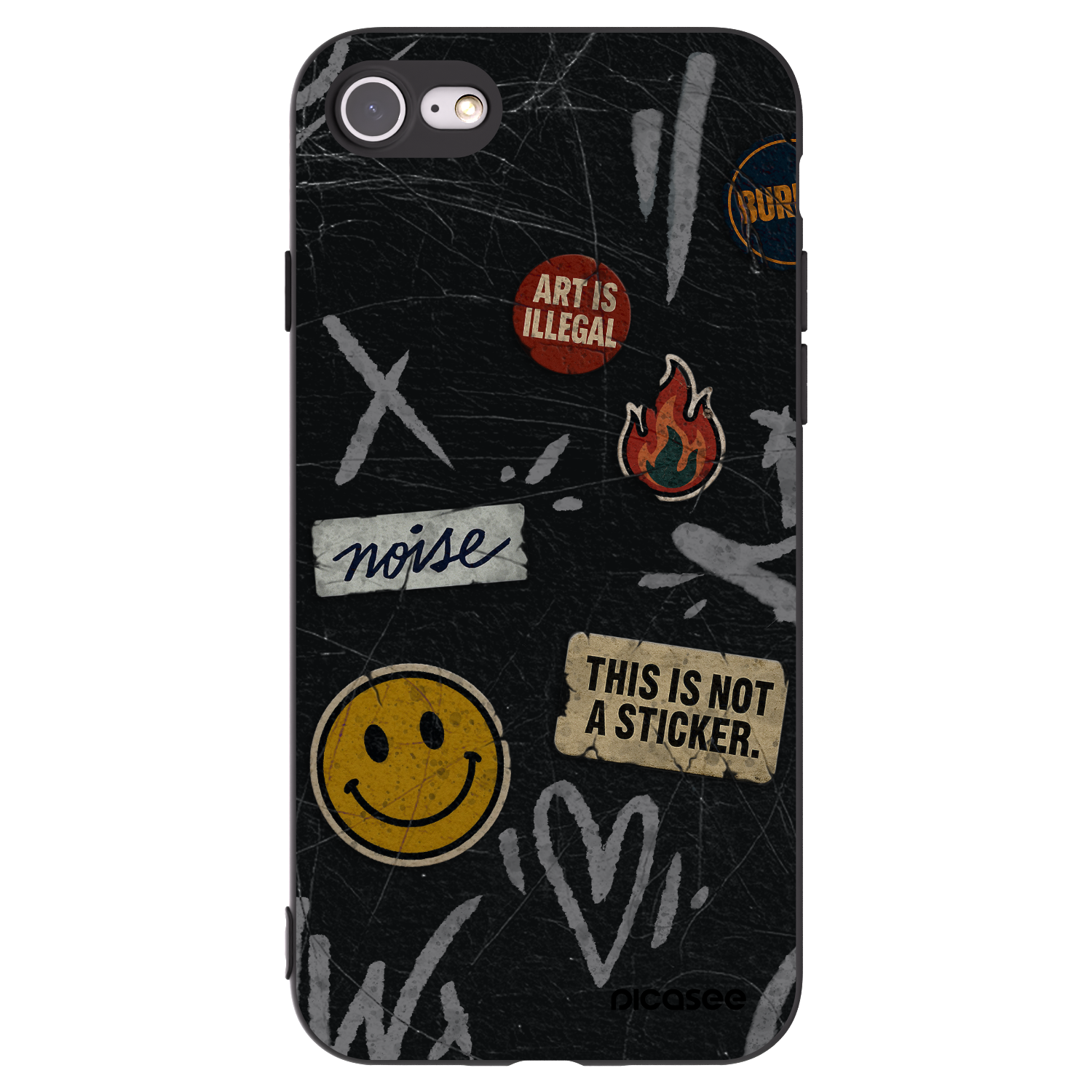 Picasee husă neagră din silicon pentru Apple iPhone 8 - STICKERS x TAGS