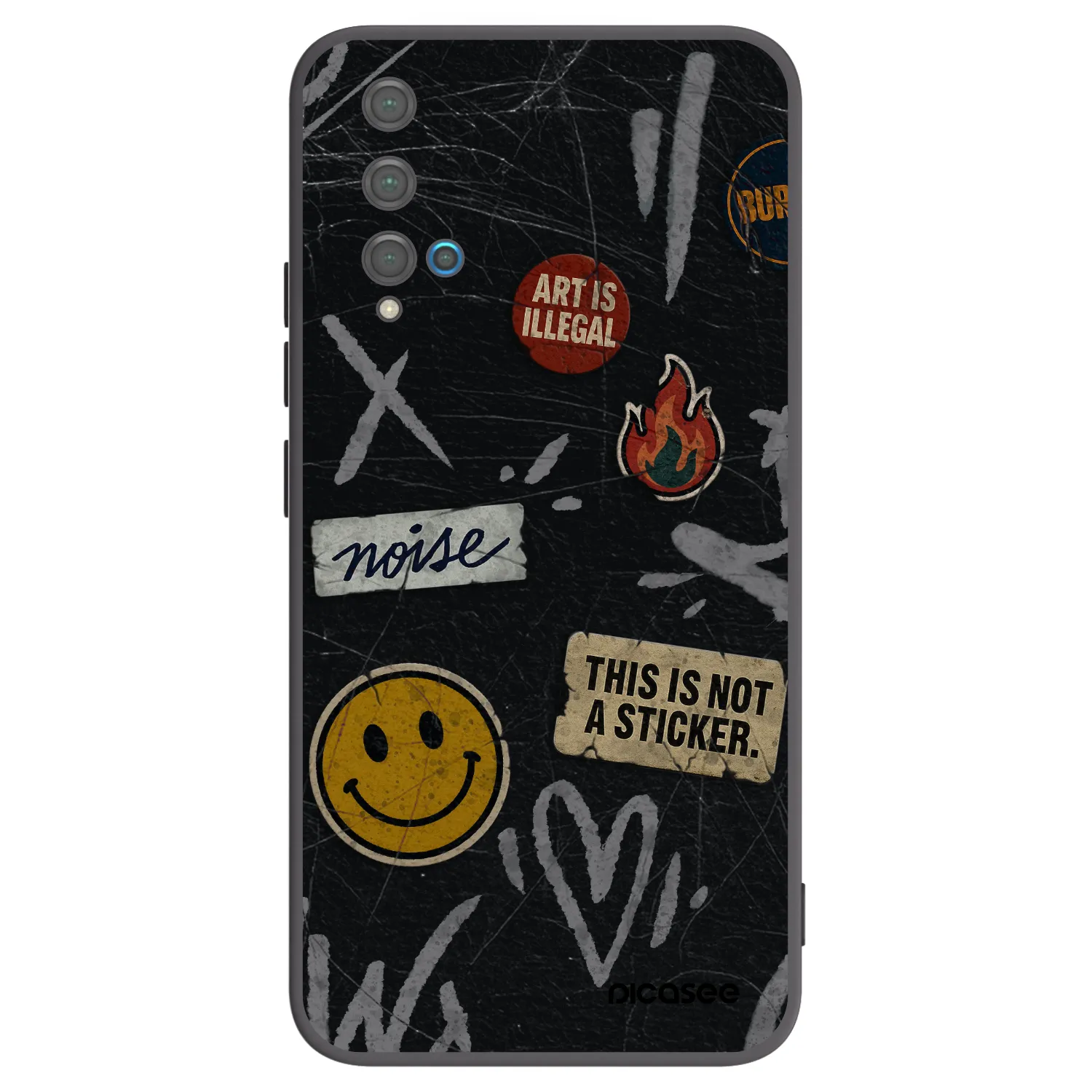 Picasee husă neagră din silicon pentru Huawei Nova 5T - STICKERS x TAGS