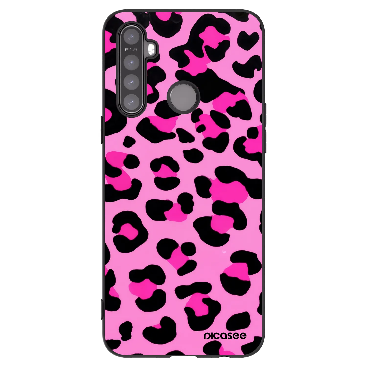 Picasee husă neagră din silicon pentru Realme 5 - Pink Tiger