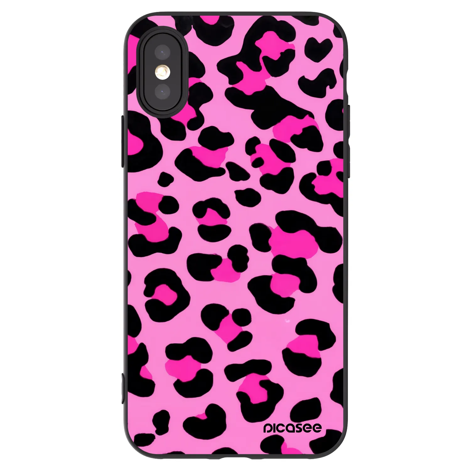 Picasee husă neagră din silicon pentru Apple iPhone X/XS - Pink Tiger