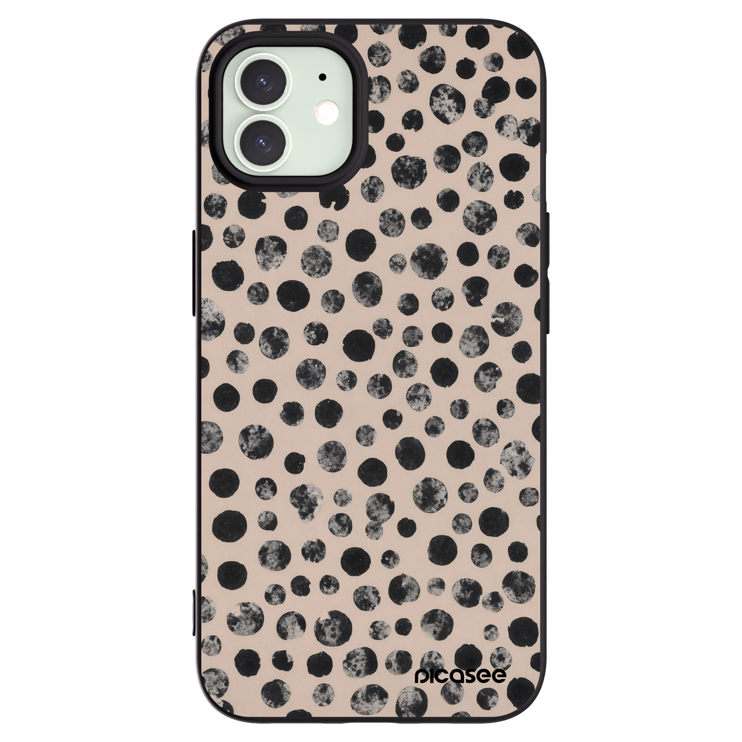 Picasee husă neagră din silicon pentru Apple iPhone 12 - Dots