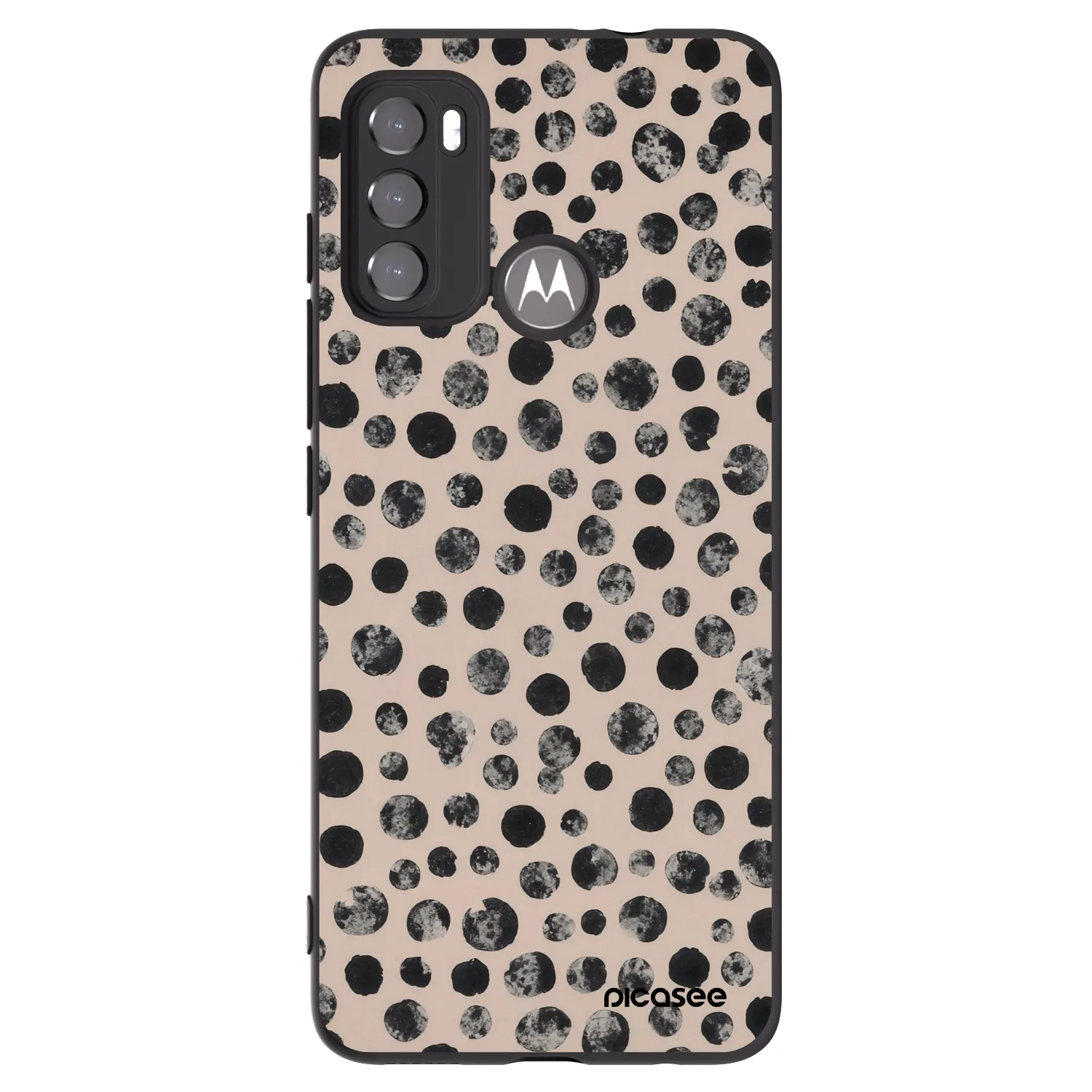 Picasee husă neagră din silicon pentru Motorola Moto G60 - Dots