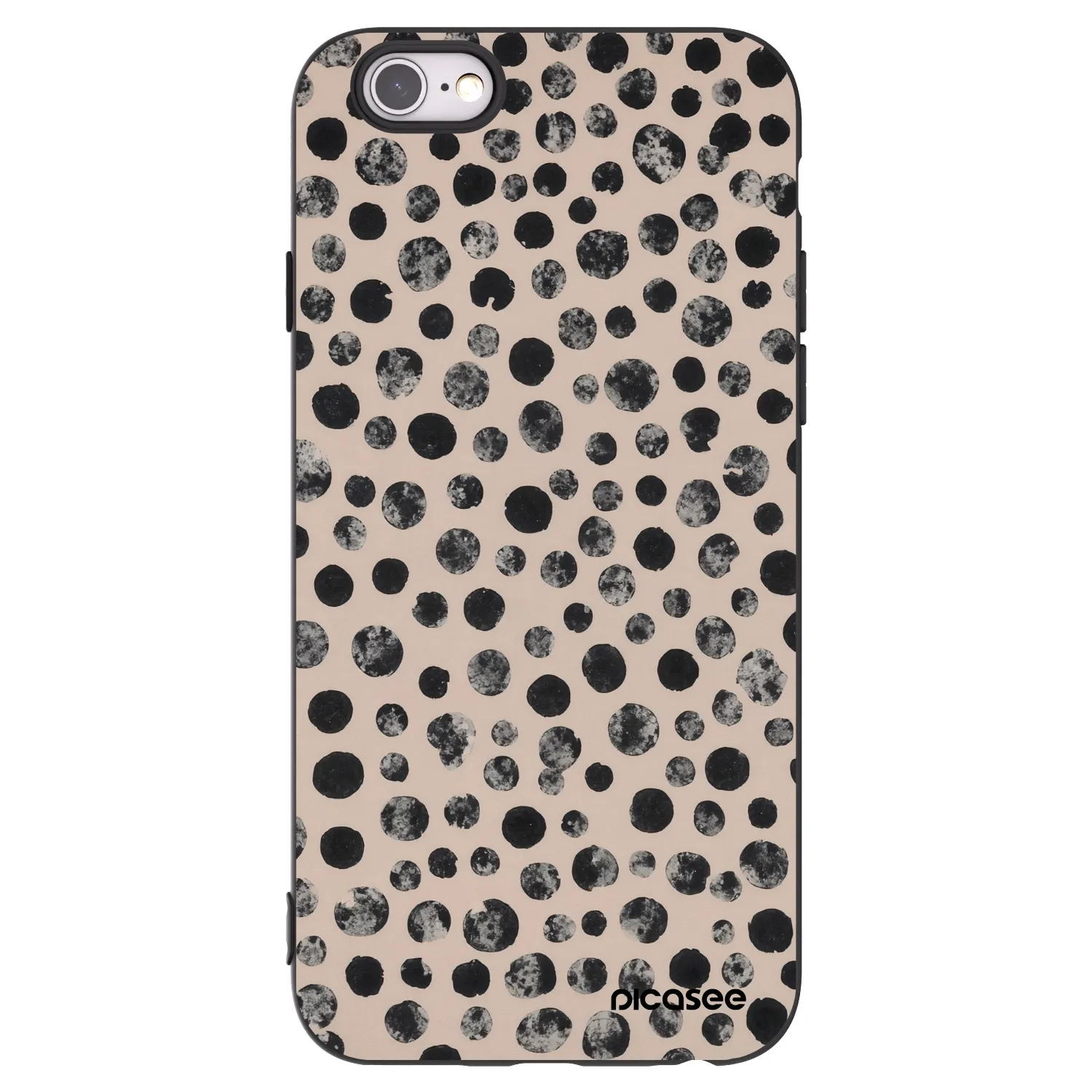 Picasee husă neagră din silicon pentru Apple iPhone 6/6S - Dots