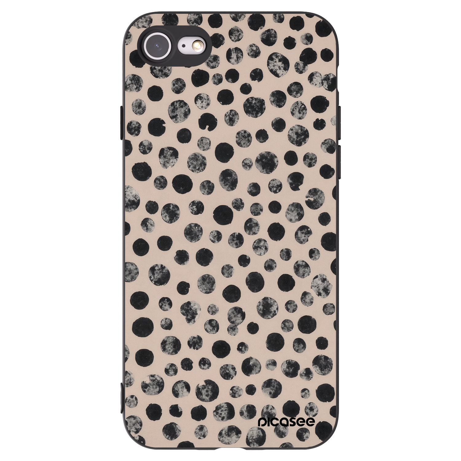 Picasee husă neagră din silicon pentru Apple iPhone 7 - Dots