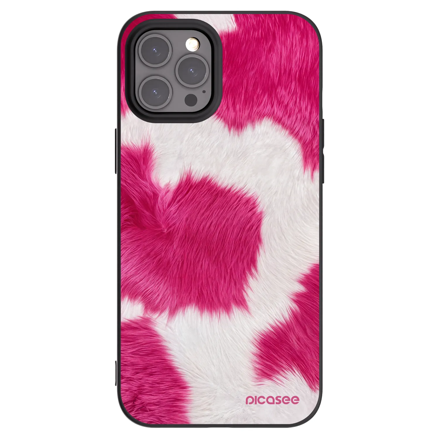 Picasee husă neagră din silicon pentru Apple iPhone 12 Pro Max - Pink Moo