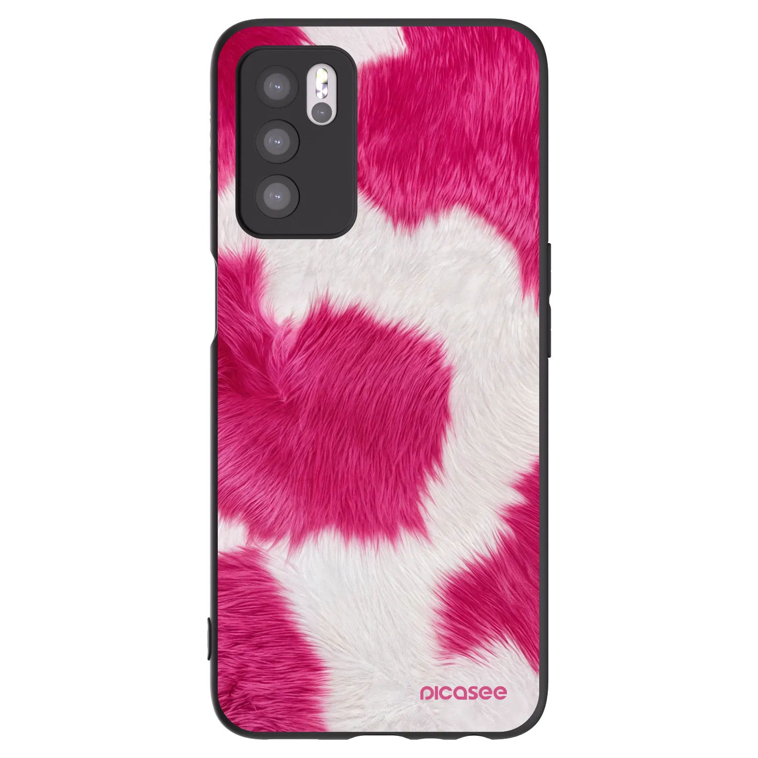Picasee husă neagră din silicon pentru OPPO A16s - Pink Moo
