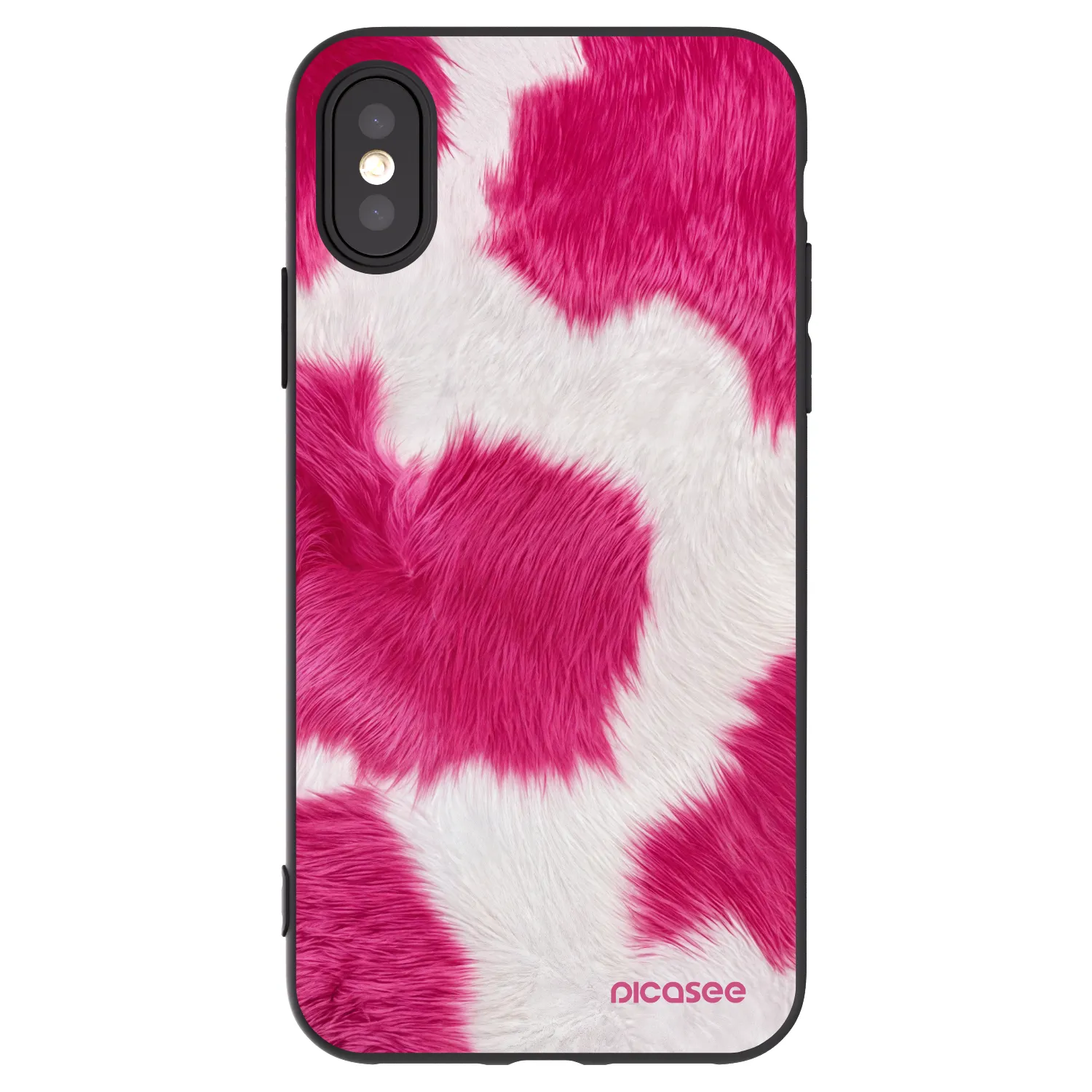 Picasee husă neagră din silicon pentru Apple iPhone X/XS - Pink Moo