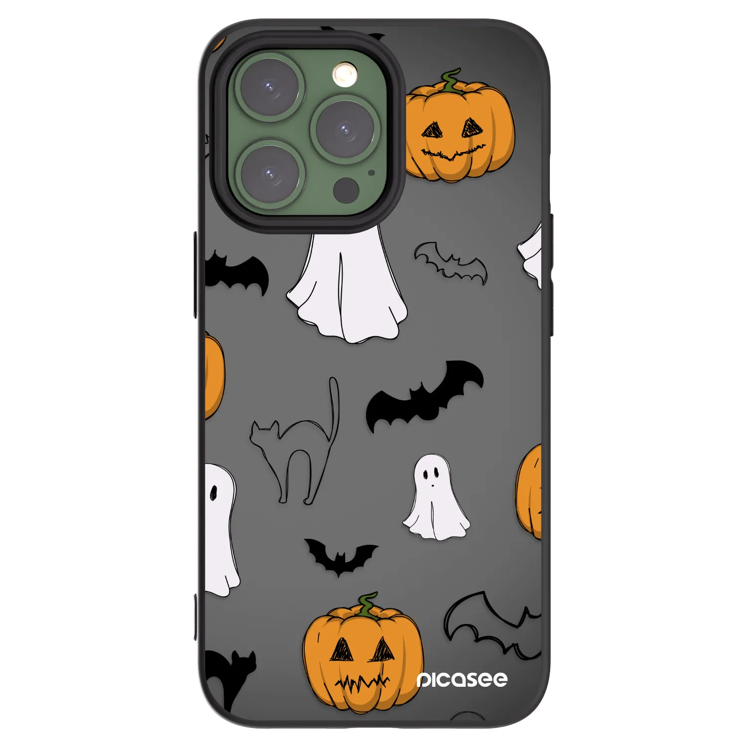 Picasee husă neagră din silicon pentru Apple iPhone 13 Pro - Spooky crew