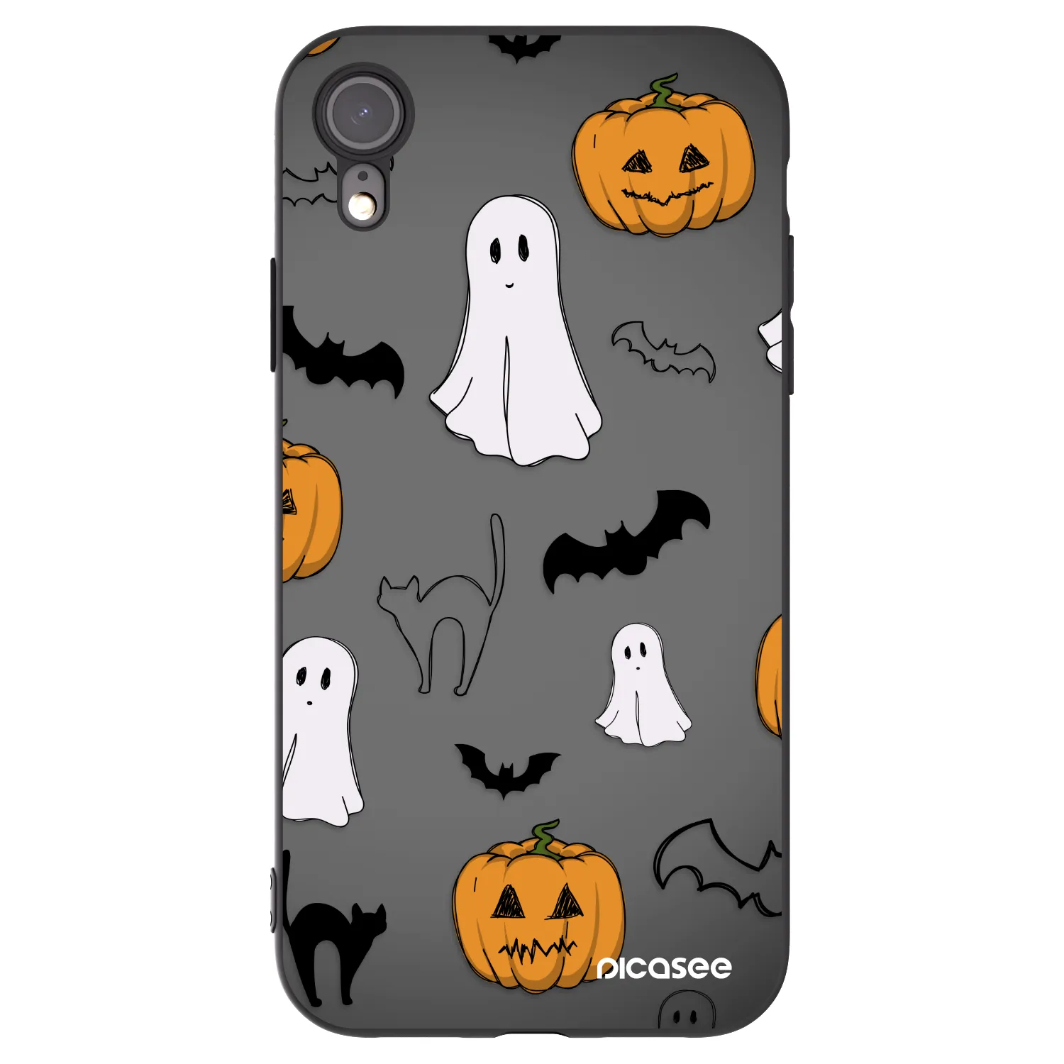 Picasee husă neagră din silicon pentru Apple iPhone XR - Spooky crew