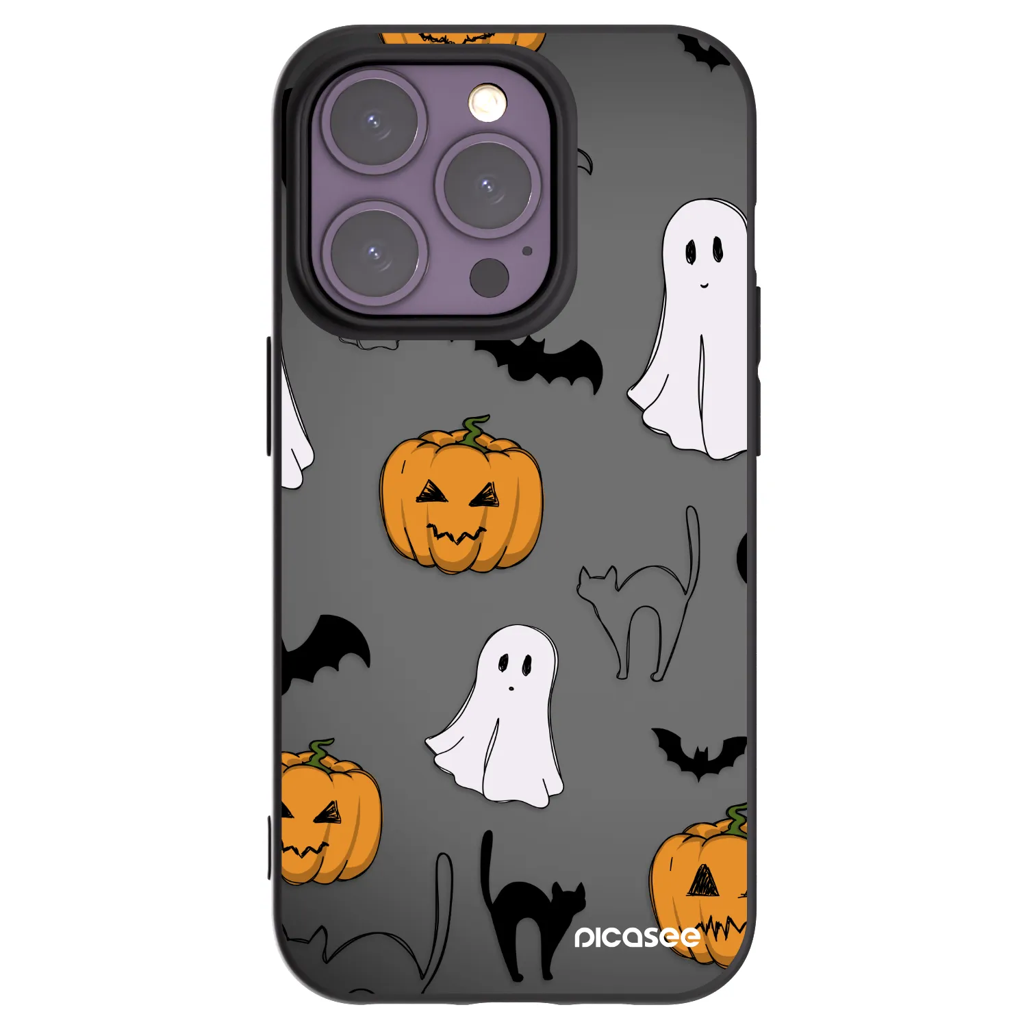 Picasee husă neagră din silicon pentru Apple iPhone 14 Pro - Spooky crew