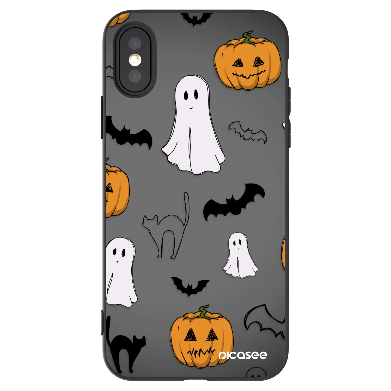 Picasee husă neagră din silicon pentru Apple iPhone X/XS - Spooky crew