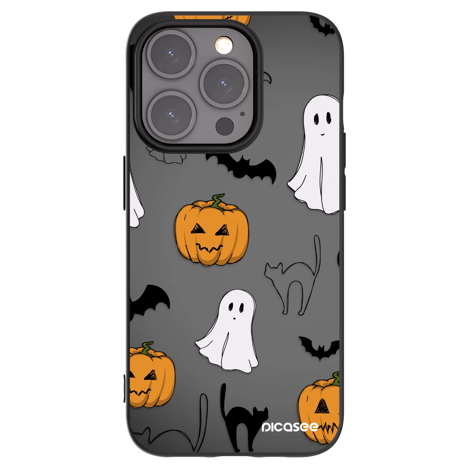 Picasee husă neagră din silicon pentru Apple iPhone 15 Pro - Spooky crew