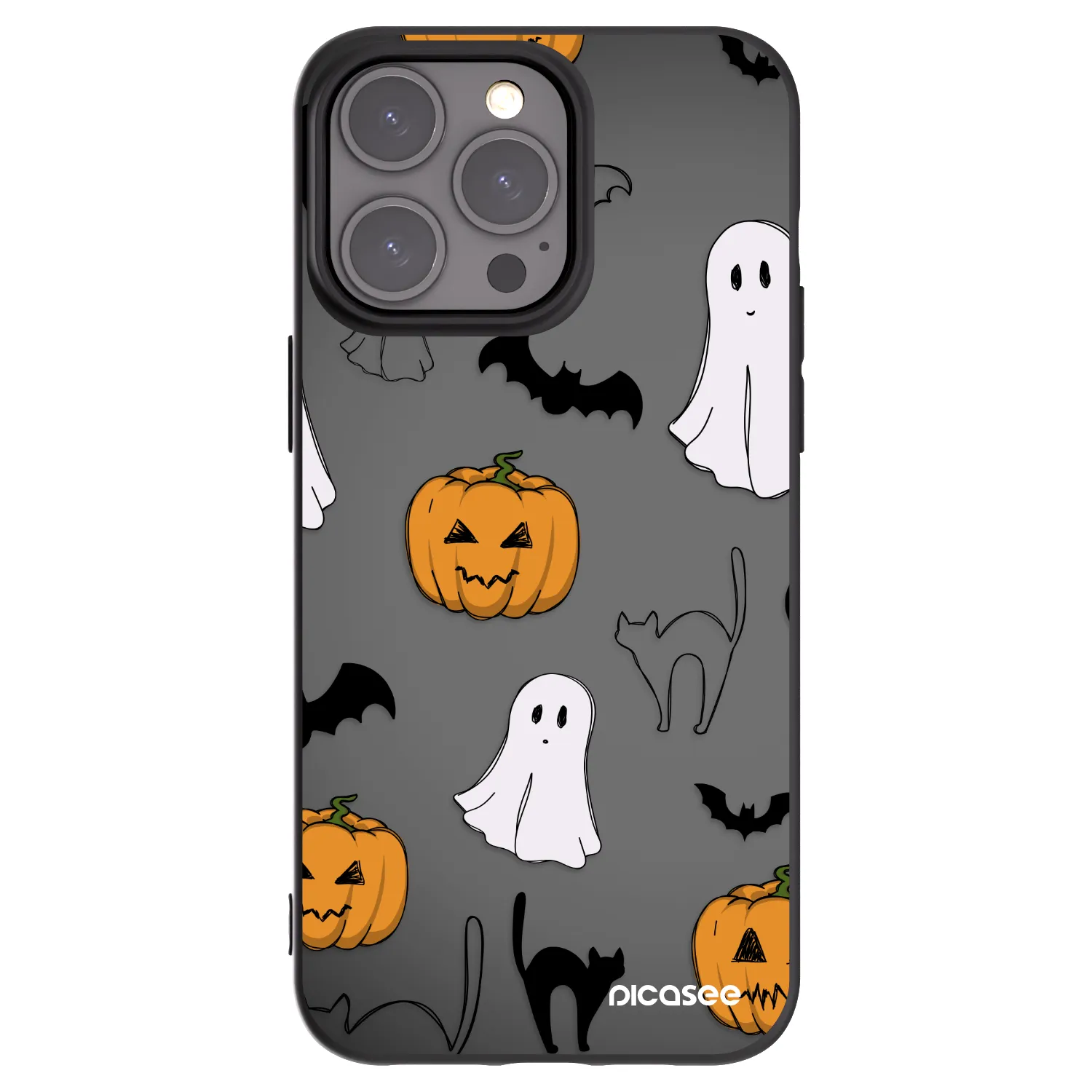 Picasee husă neagră din silicon pentru Apple iPhone 15 Pro Max - Spooky crew