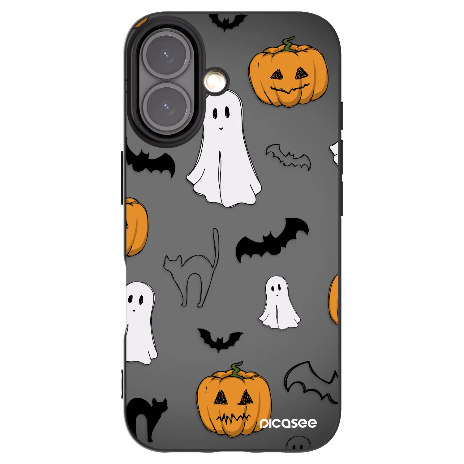 Picasee husă neagră din silicon pentru Apple iPhone 16 - Spooky crew