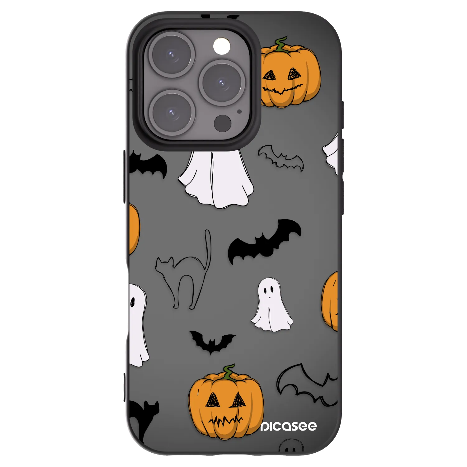 Picasee husă neagră din silicon pentru Apple iPhone 16 Pro - Spooky crew