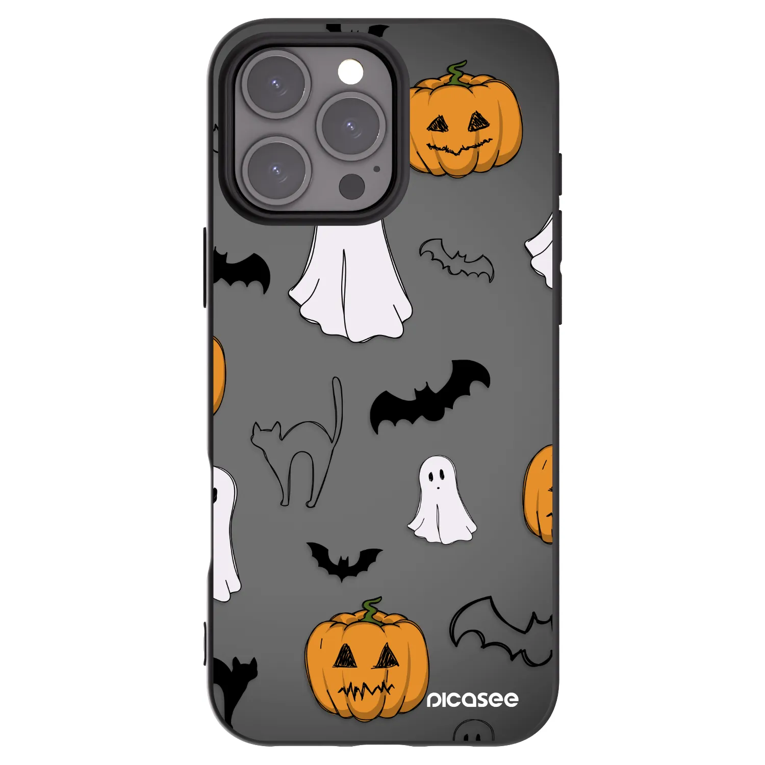 Picasee husă neagră din silicon pentru Apple iPhone 16 Pro Max - Spooky crew