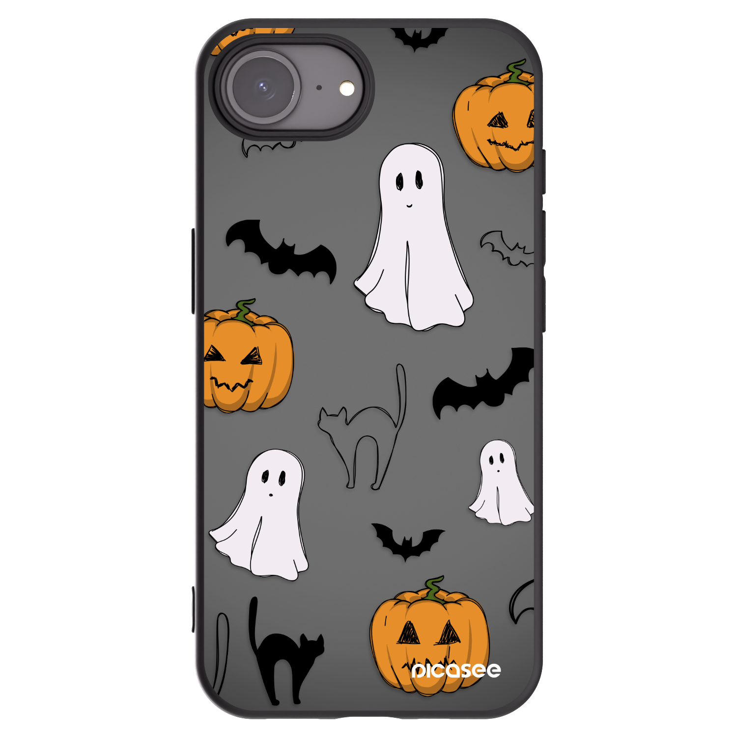 Picasee husă neagră din silicon pentru Apple iPhone 16e - Spooky crew