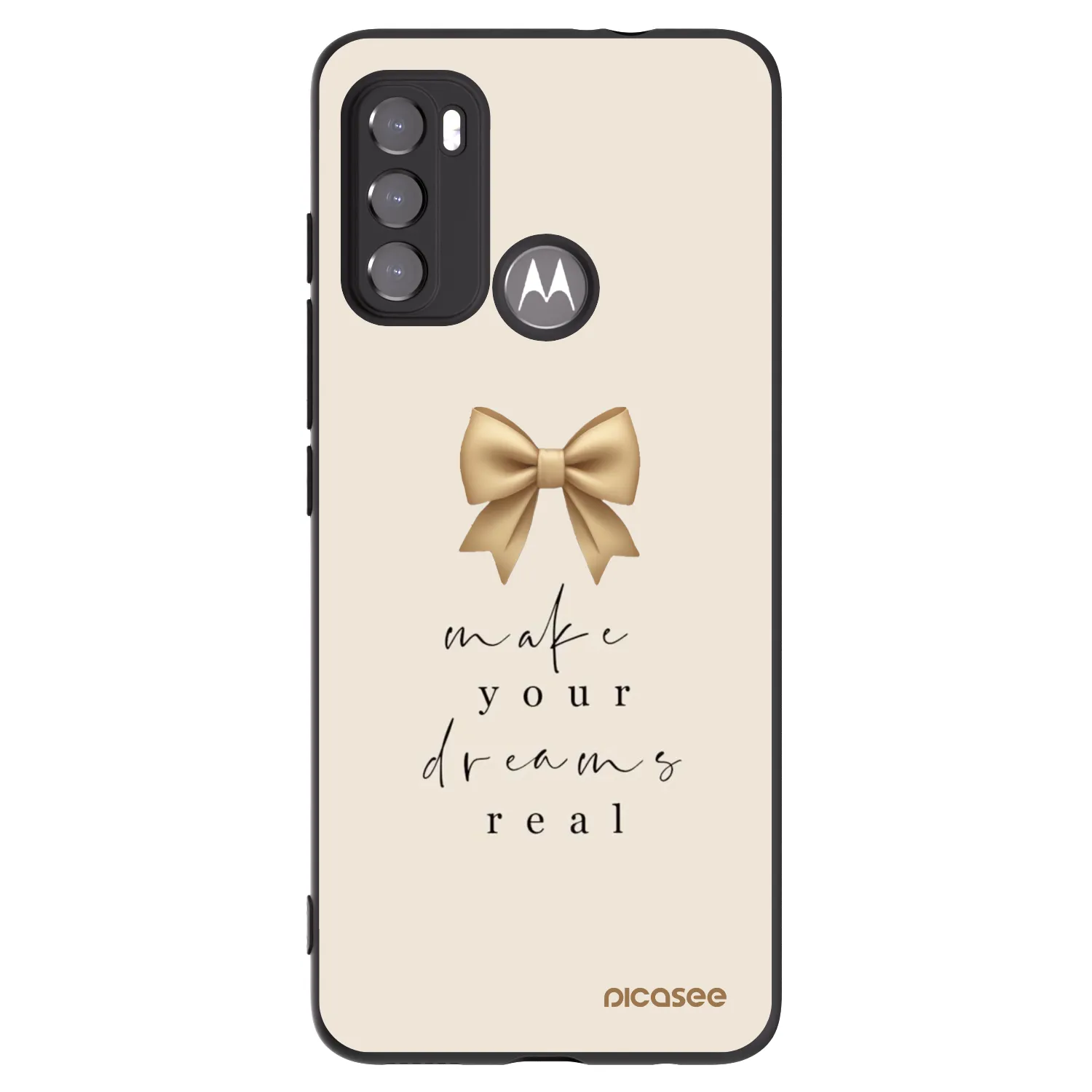 Picasee husă neagră din silicon pentru Motorola Edge 60 5G - Golden Dream