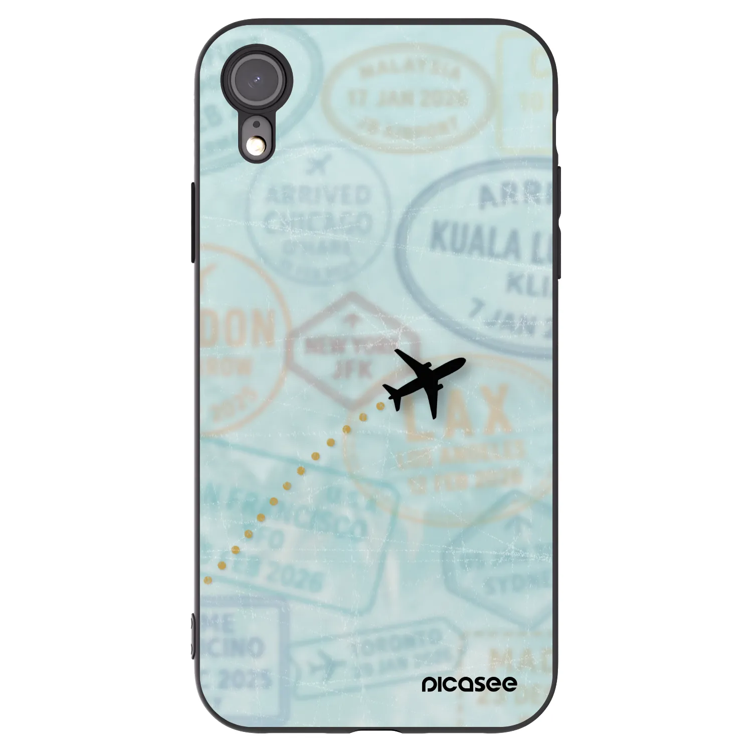 Picasee husă neagră din silicon pentru Apple iPhone XR - FLIGHT PATH