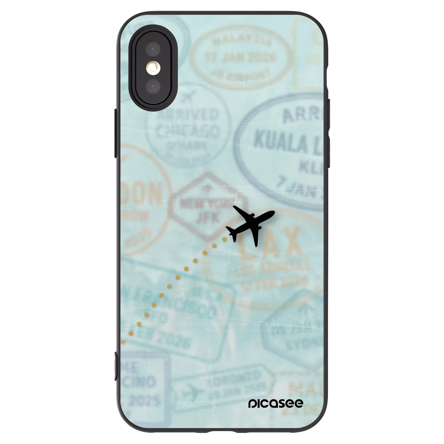 Picasee husă neagră din silicon pentru Apple iPhone X/XS - FLIGHT PATH