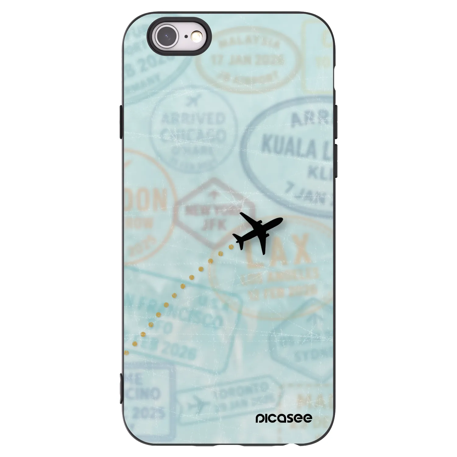 Picasee husă neagră din silicon pentru Apple iPhone 6/6S - FLIGHT PATH