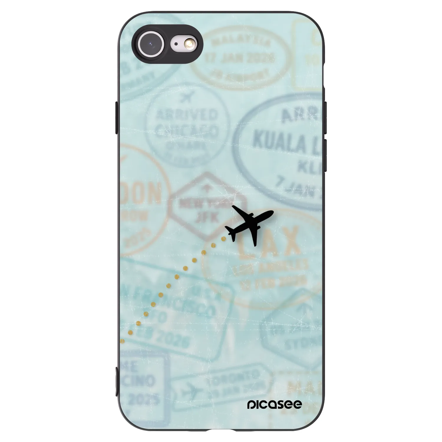 Picasee husă neagră din silicon pentru Apple iPhone 8 - FLIGHT PATH