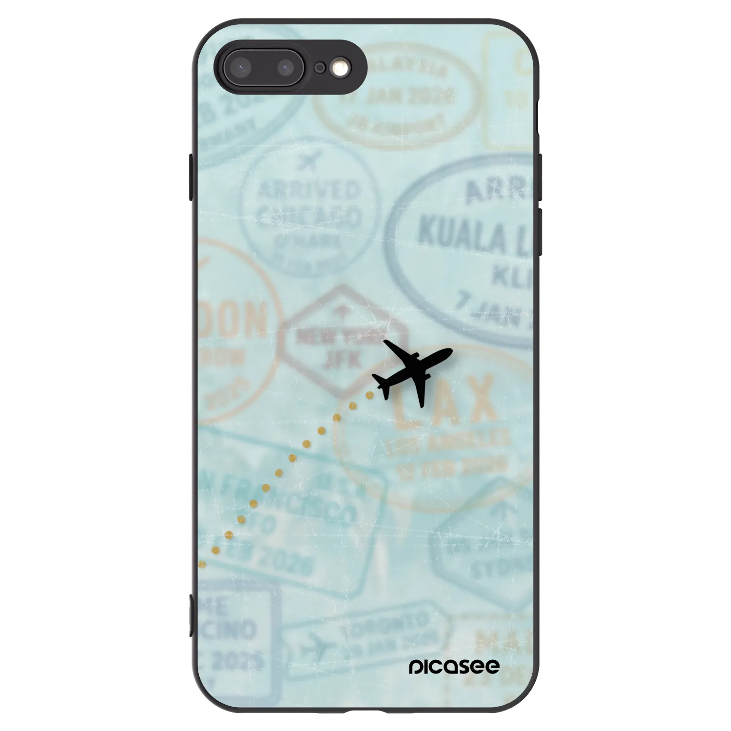Picasee husă neagră din silicon pentru Apple iPhone 7 Plus - FLIGHT PATH