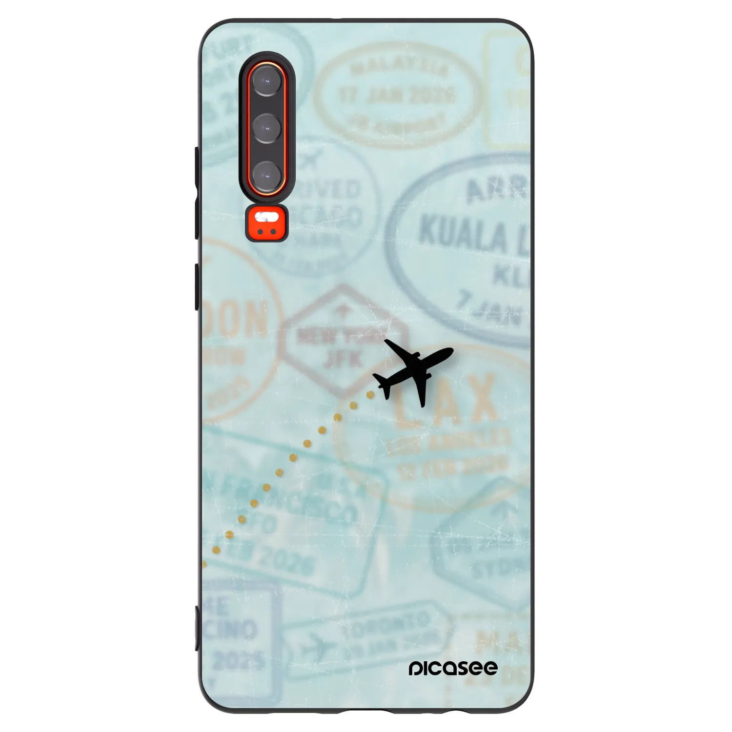 Picasee husă neagră din silicon pentru Huawei P30 - FLIGHT PATH