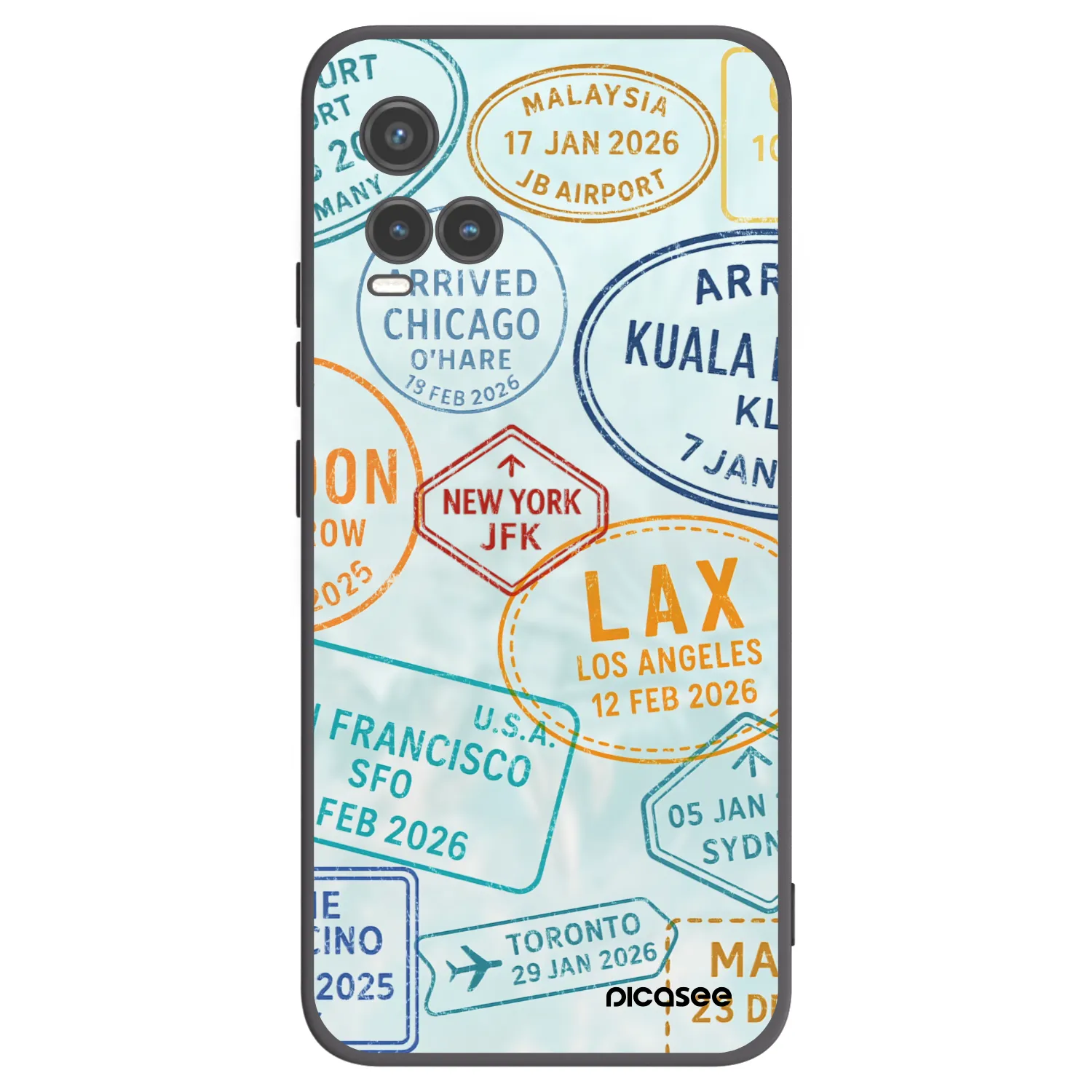 Picasee husă neagră din silicon pentru Vivo Y33s - PASSPORT EDITION