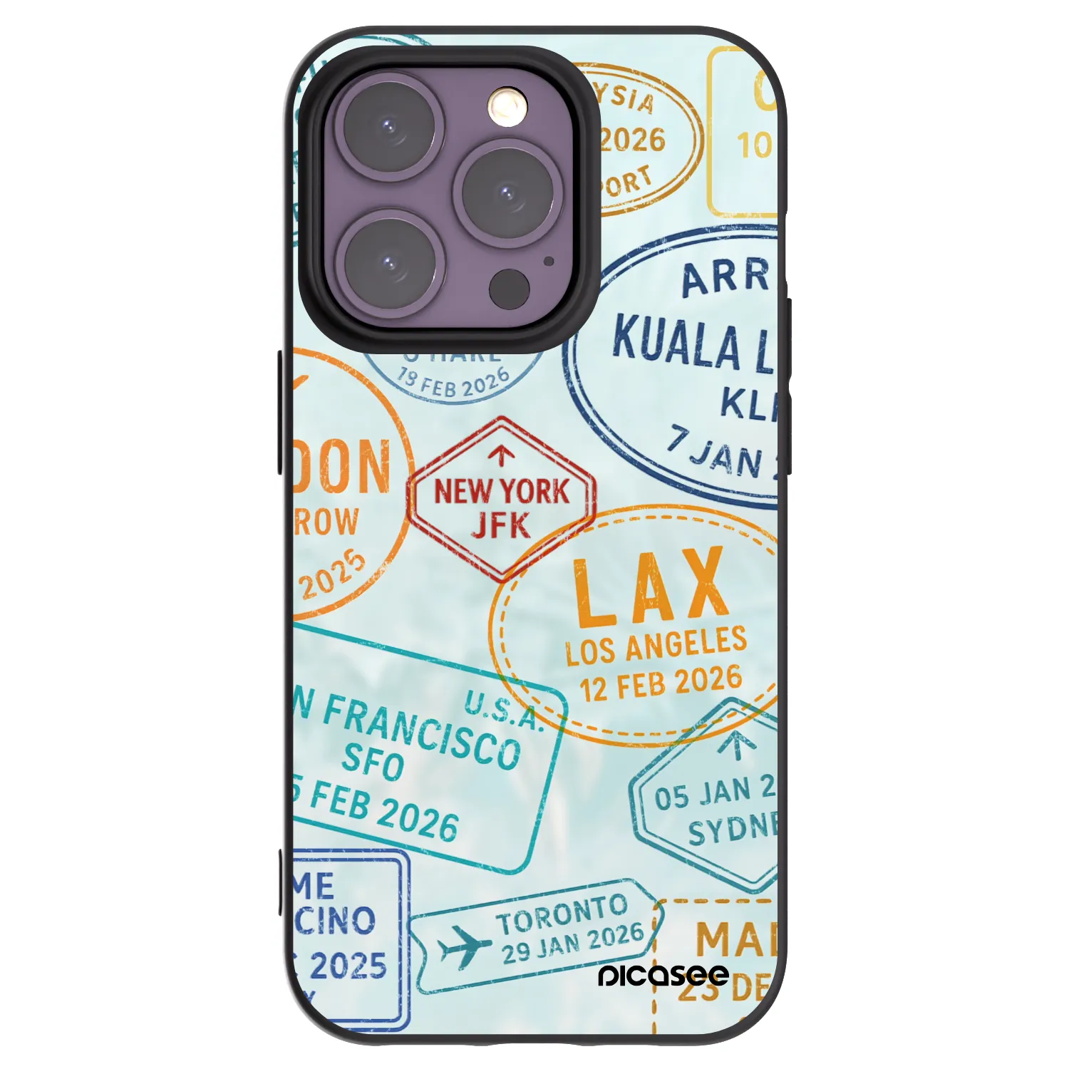 Picasee husă neagră din silicon pentru Apple iPhone 14 Pro - PASSPORT EDITION