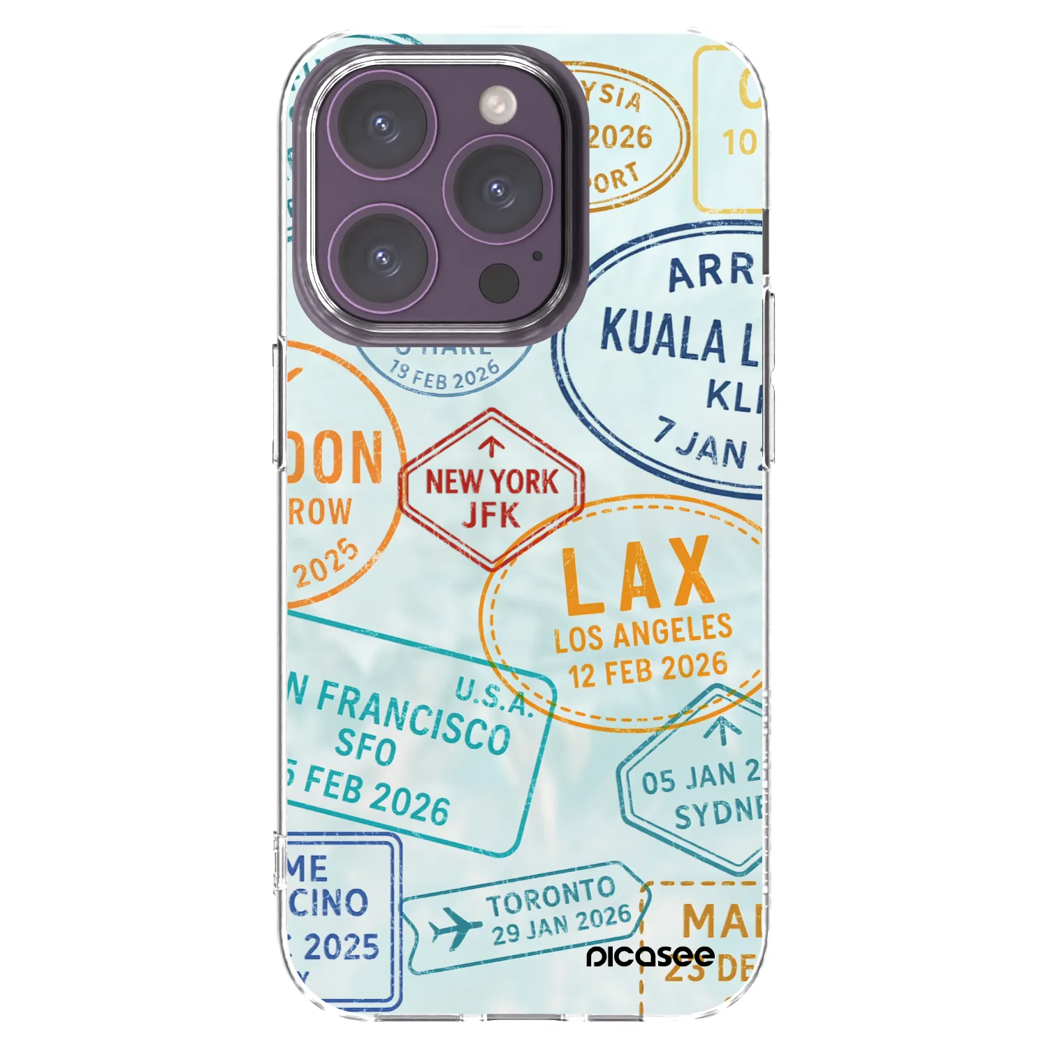 Picasee husă transparentă din silicon pentru Apple iPhone 14 Pro - PASSPORT EDITION
