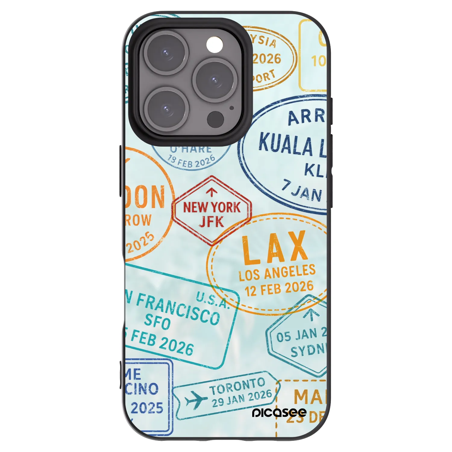 Picasee husă neagră din silicon pentru Apple iPhone 16 Pro - PASSPORT EDITION