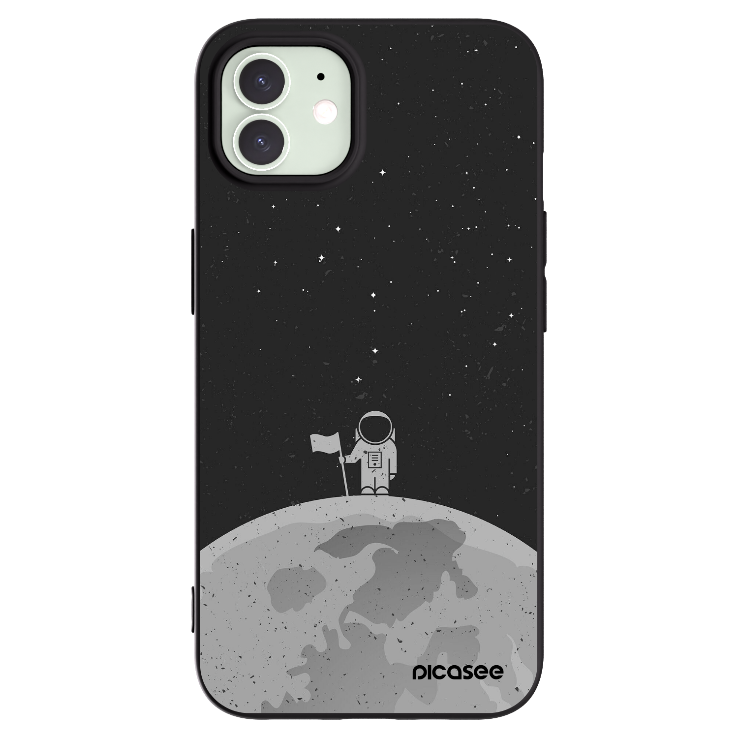 Picasee husă neagră din silicon pentru Apple iPhone 12 - Astronaut