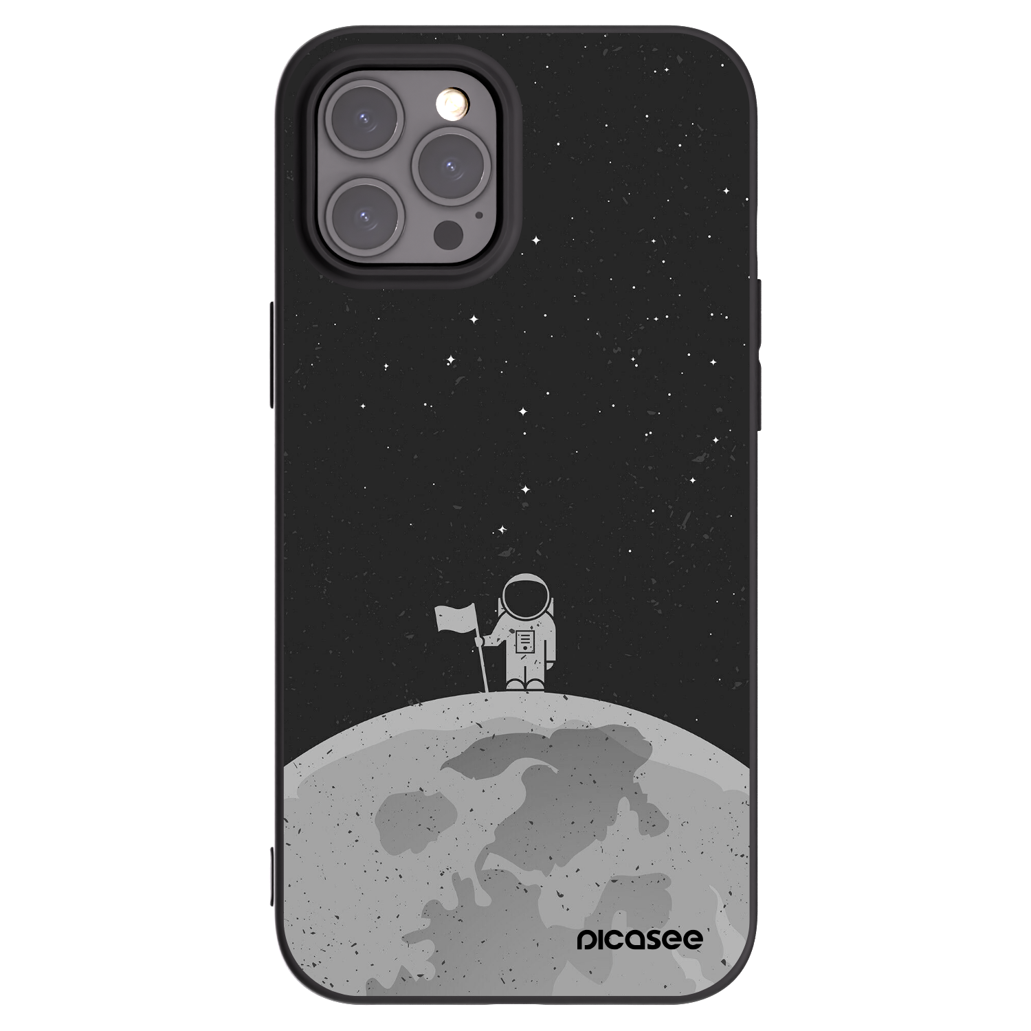 Picasee husă neagră din silicon pentru Apple iPhone 12 Pro Max - Astronaut