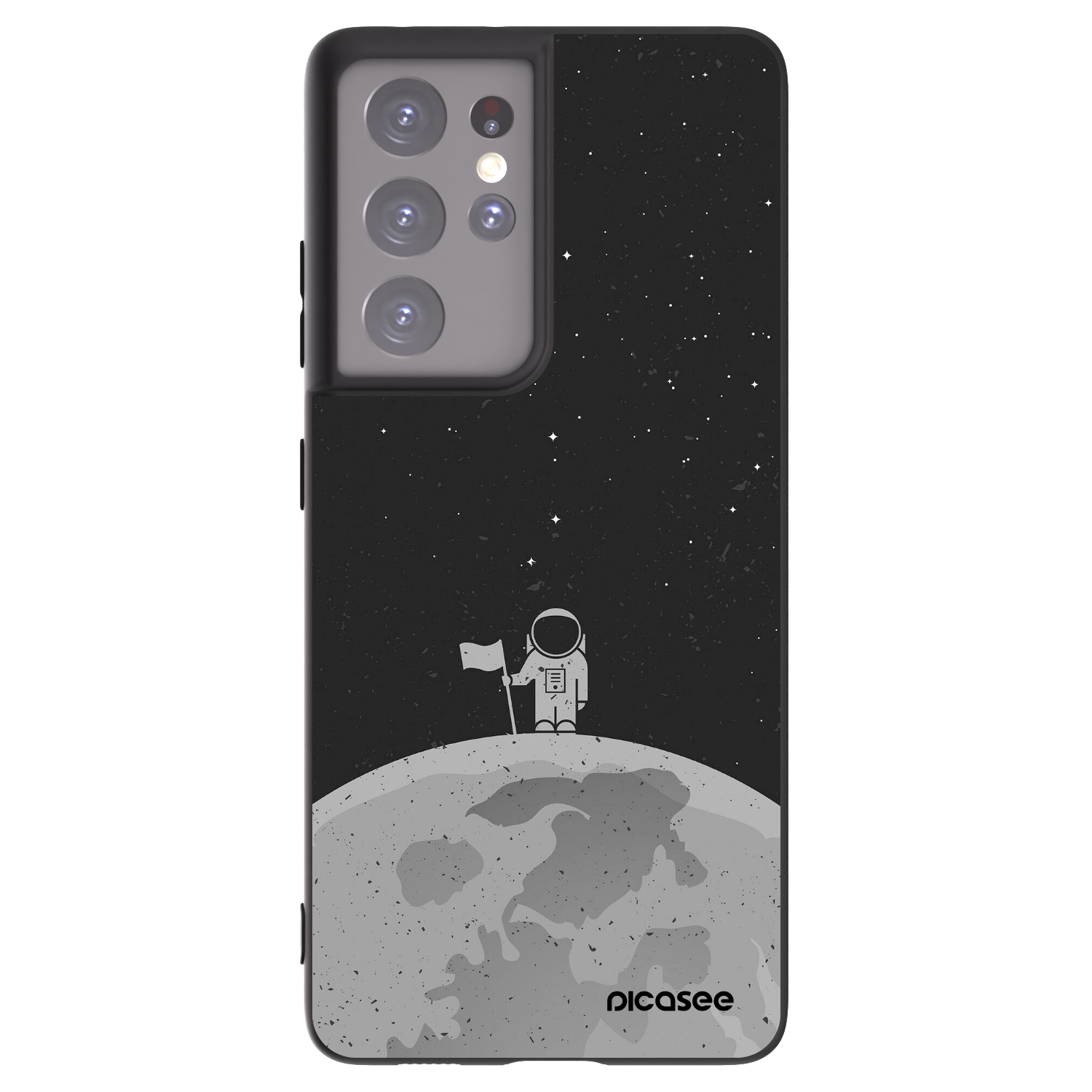 Picasee husă neagră din silicon pentru Samsung Galaxy S21 Ultra 5G G998B - Astronaut