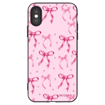 Picasee husă neagră din silicon pentru Apple iPhone X/XS - Bow Aesthetic