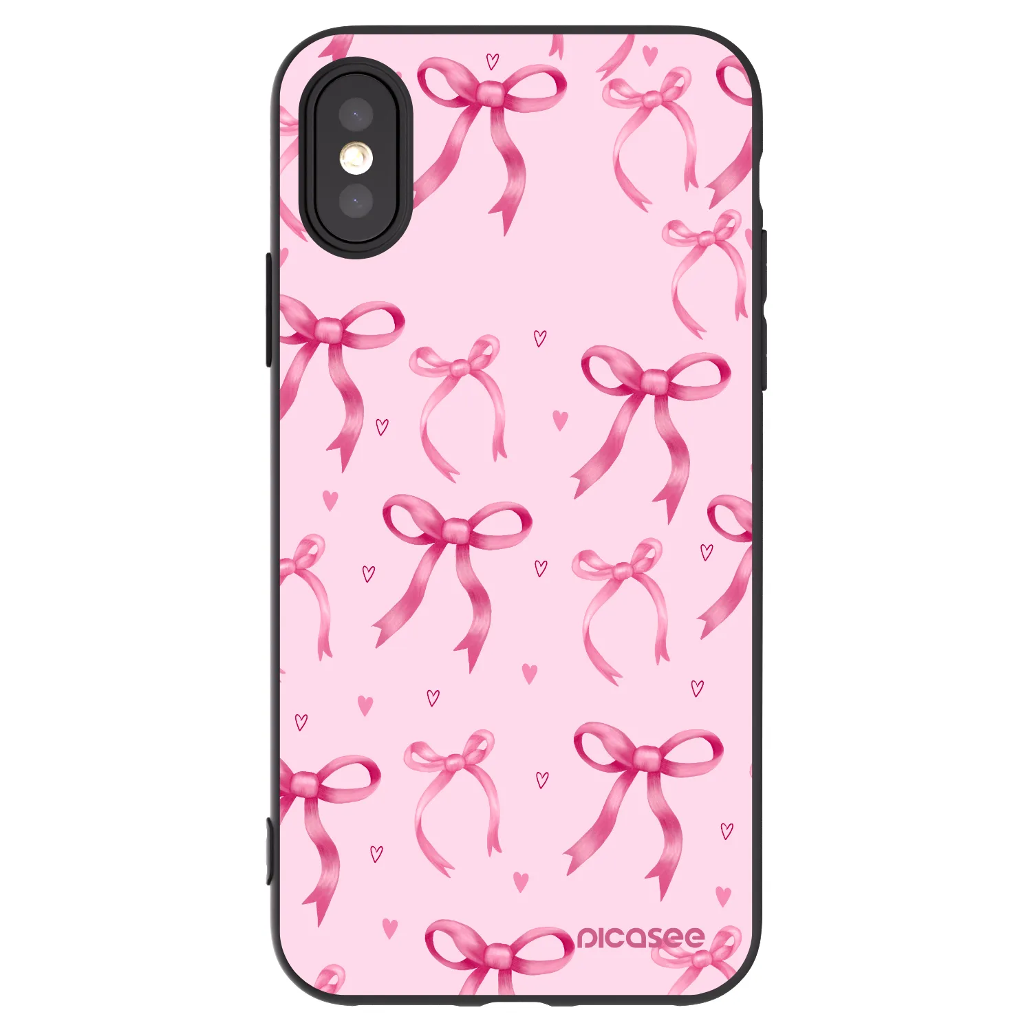 Picasee husă neagră din silicon pentru Apple iPhone X/XS - Bow Aesthetic