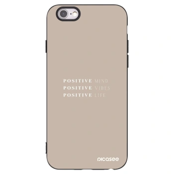 Picasee husă neagră din silicon pentru Apple iPhone 6/6S - Positive Vibes