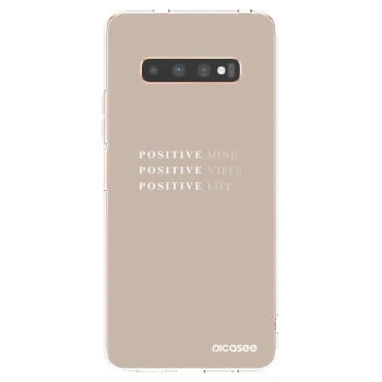 Picasee husă transparentă din silicon pentru Samsung Galaxy S10 Plus G975 - Positive Vibes