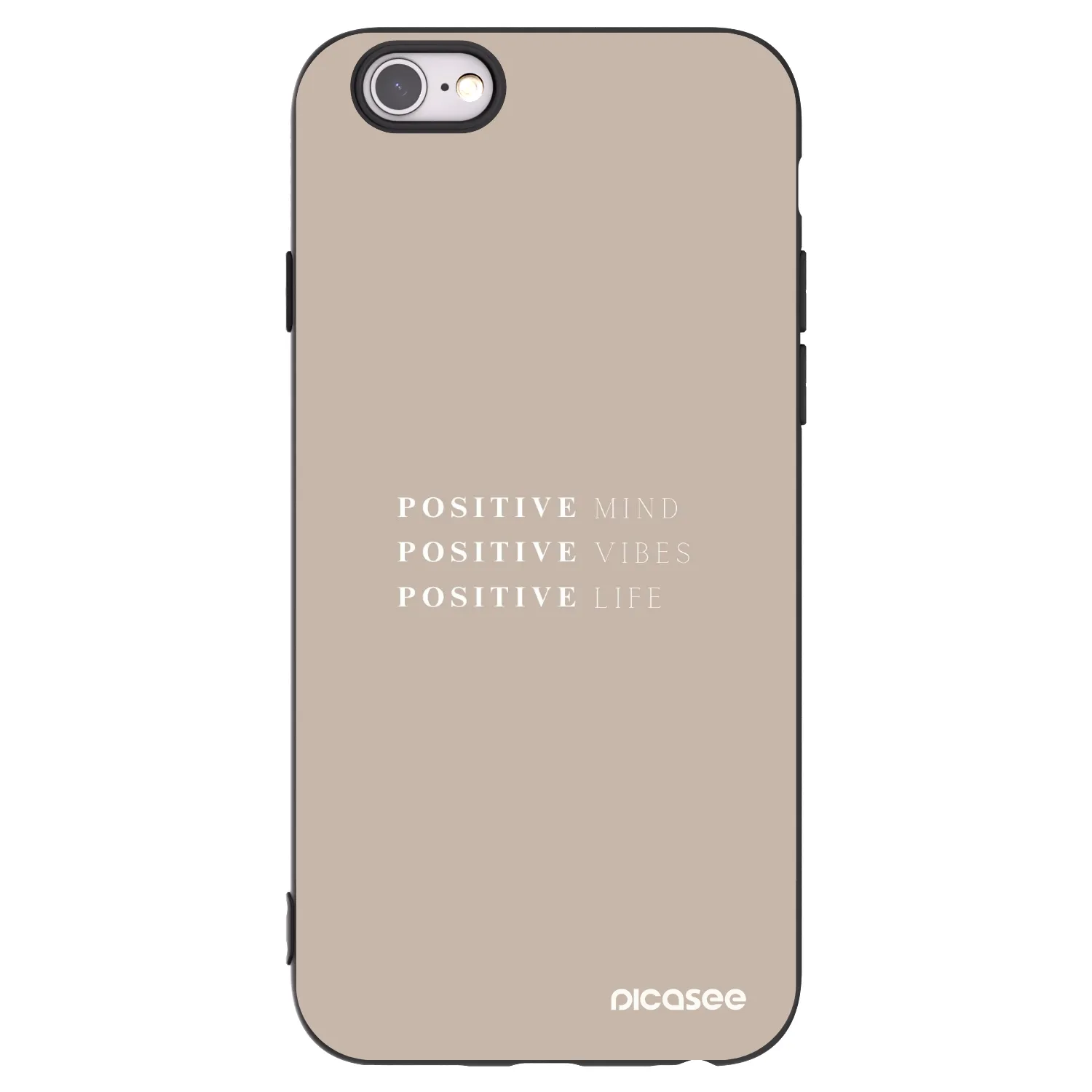 Picasee husă neagră din silicon pentru Apple iPhone 6/6S - Positive Vibes