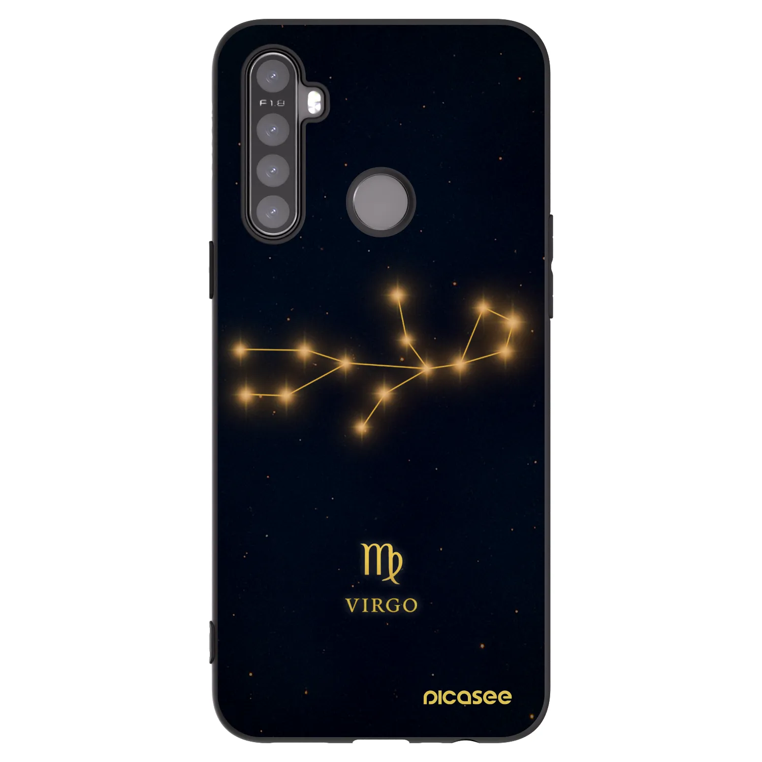 Picasee husă neagră din silicon pentru Realme 5 - VIRGO