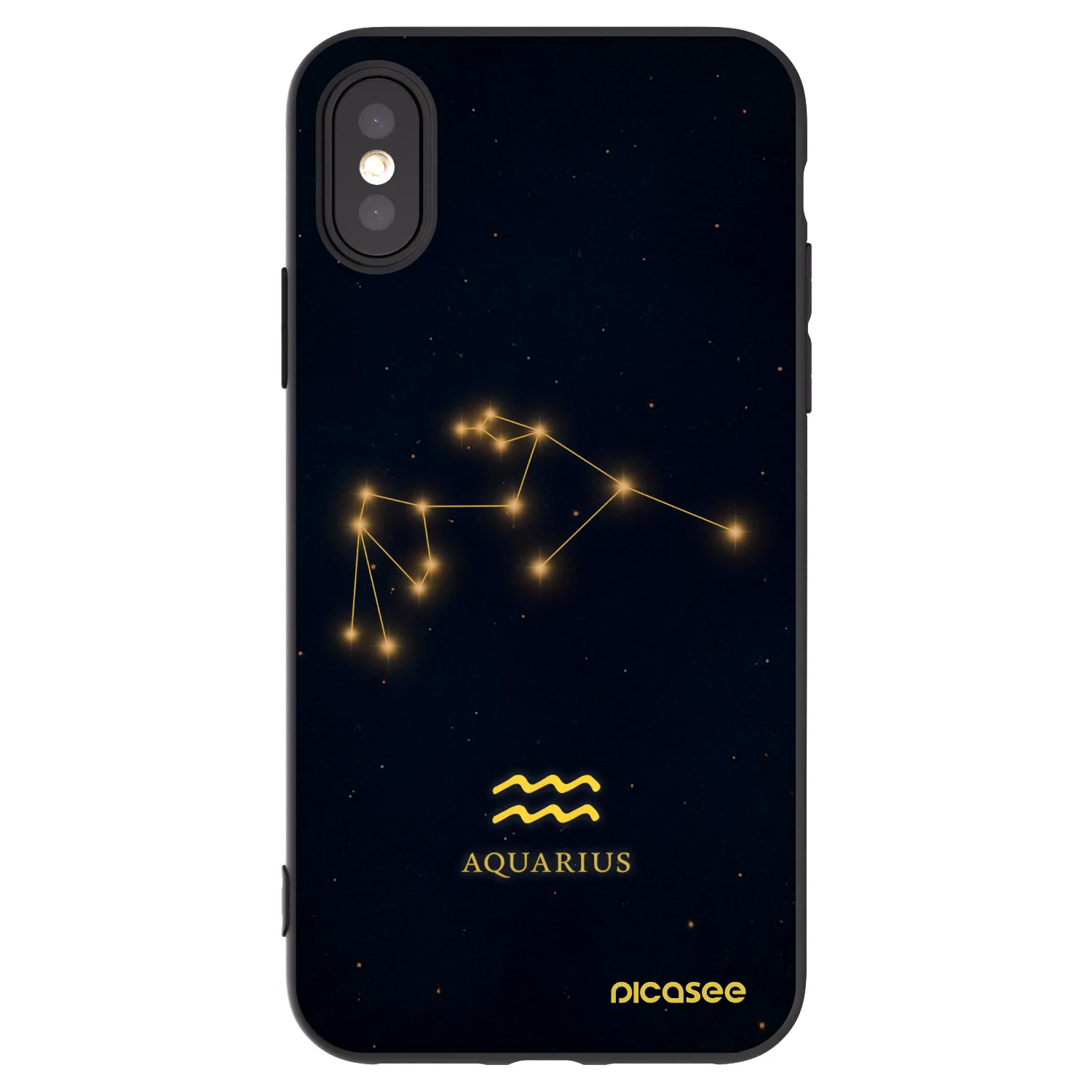 Picasee husă neagră din silicon pentru Apple iPhone X/XS - AQUARIUS