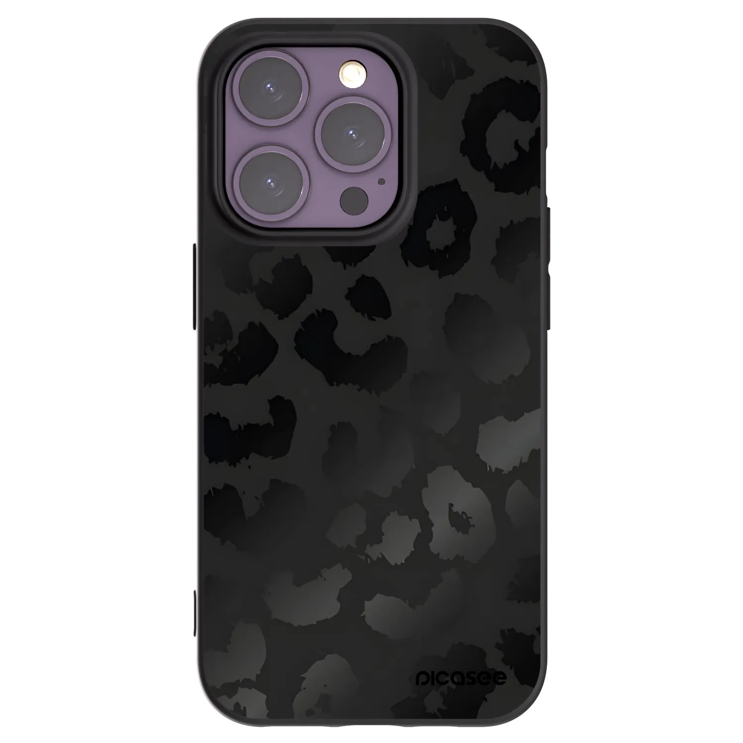 Picasee husă neagră din silicon pentru Apple iPhone 14 Pro - Midnight Leopard