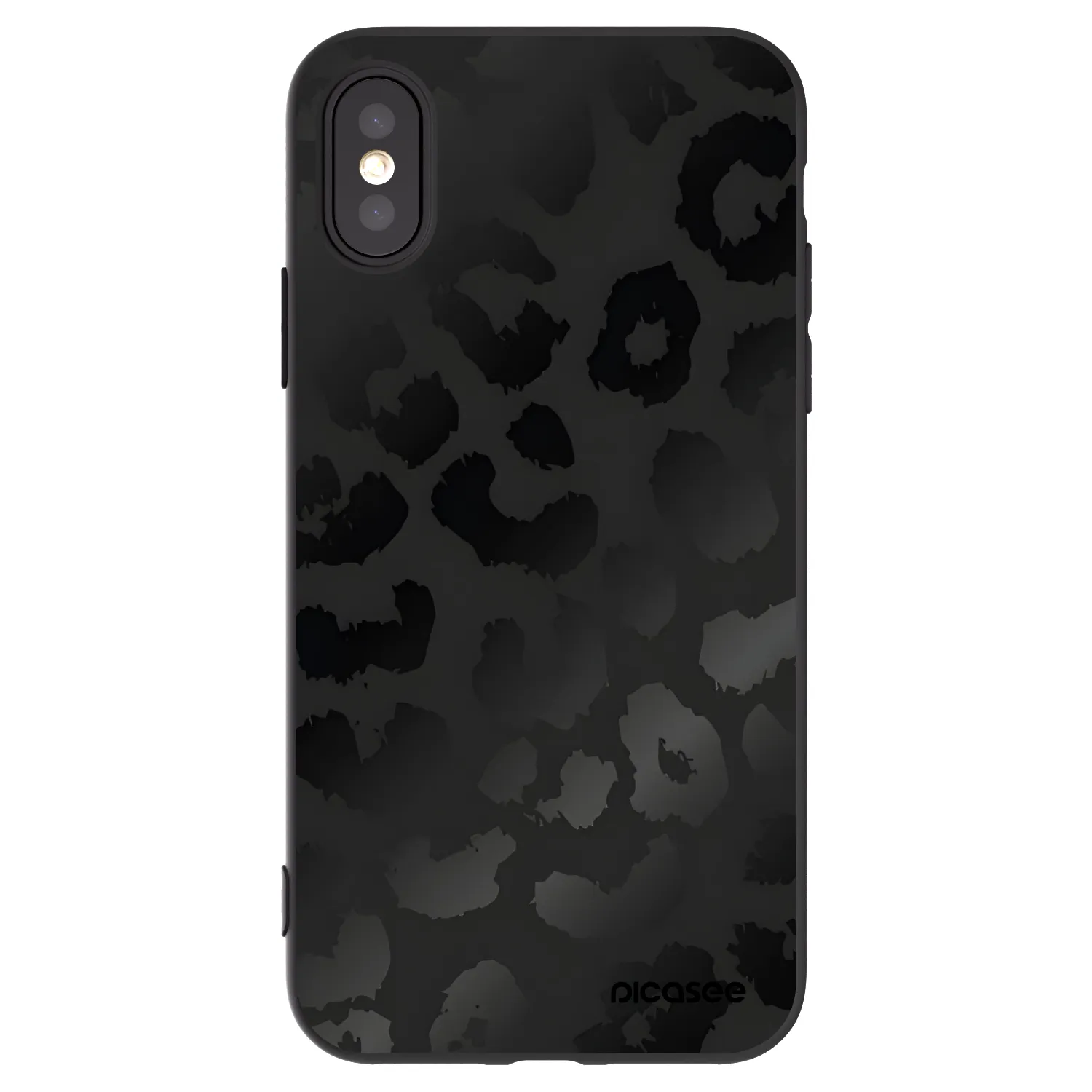 Picasee husă neagră din silicon pentru Apple iPhone X/XS - Midnight Leopard