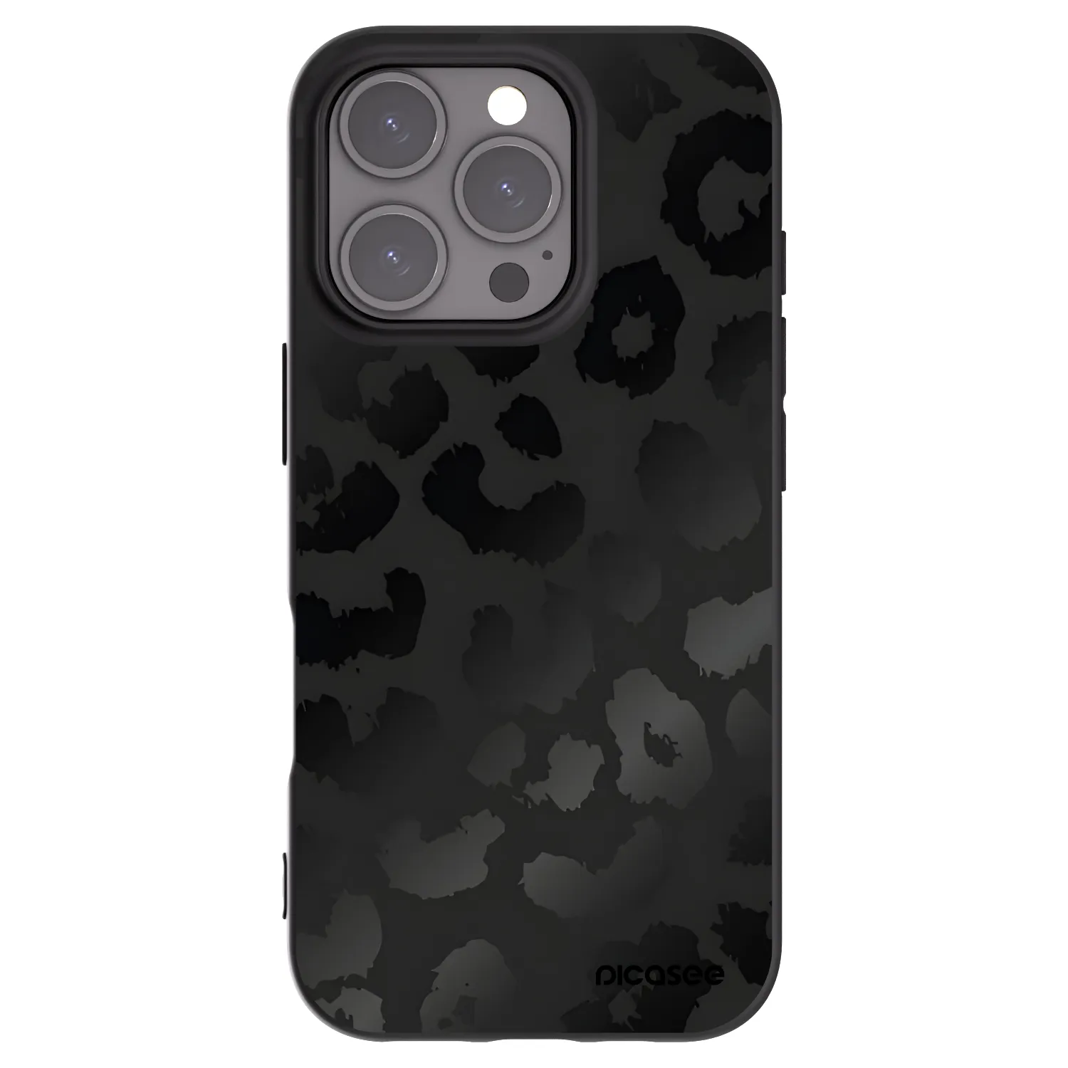 Picasee husă neagră din silicon pentru Apple iPhone 16 Pro - Midnight Leopard