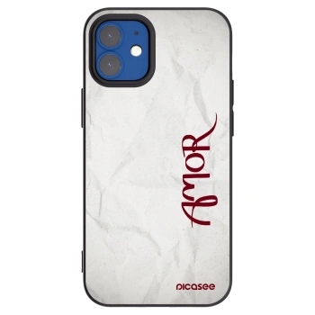 Picasee husă neagră din silicon pentru Apple iPhone 12 mini - Amor