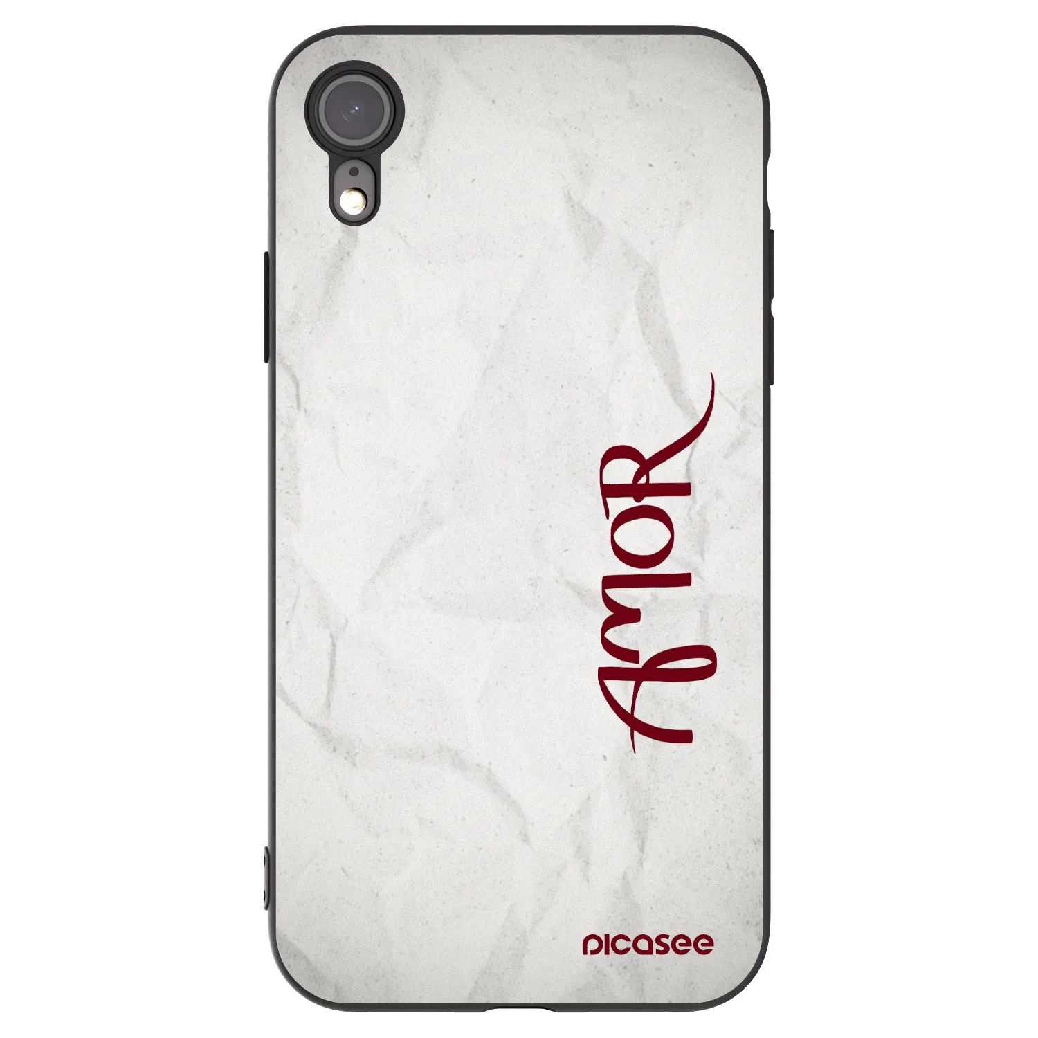 Picasee husă neagră din silicon pentru Apple iPhone XR - Amor