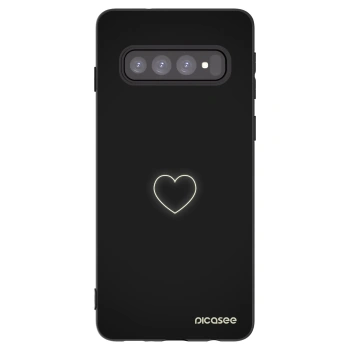 Picasee husă neagră din silicon pentru Samsung Galaxy S10 G973 - Heart
